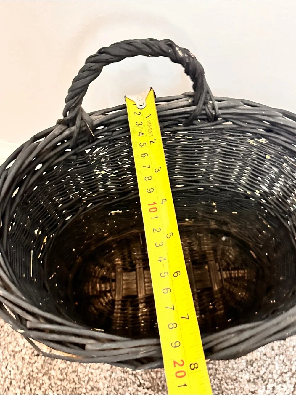 Wicker oval shaped painted basket
